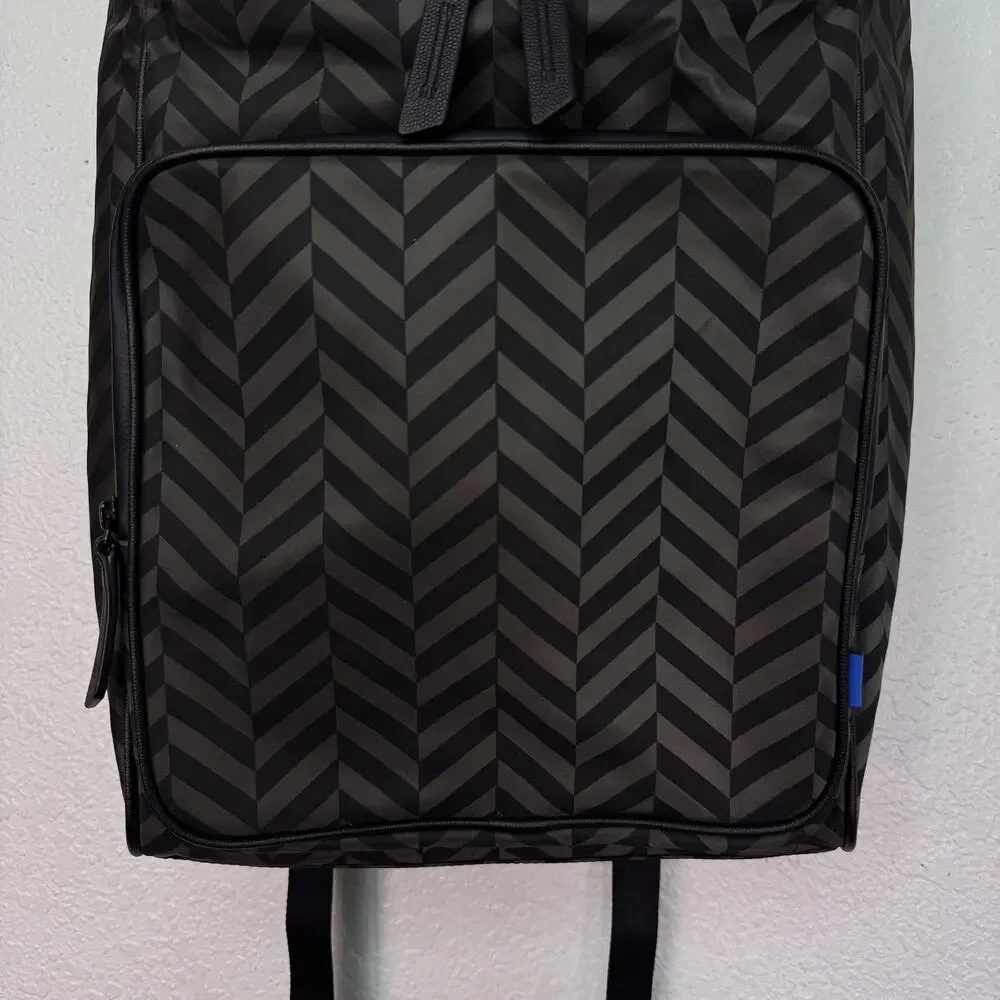 Uri Minkoff Stanton Backpack Laptop Bag Chevron Nylon Black Travel School NEW